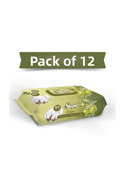 Sleepy Wet Towel Olive Oil-Cotton Fibers 90 Pieces X 12 Pieces (1080 Sheets)