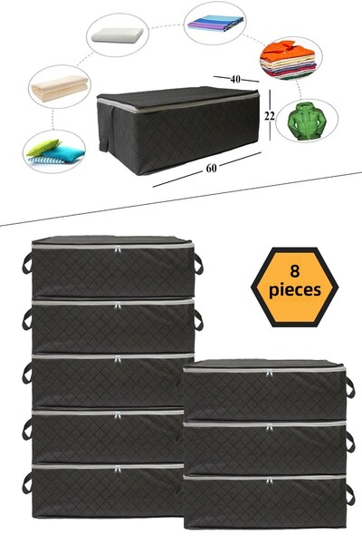 NUTEX 8 τεμάχια καπιτονέ μοτίβο κάτω από το πάτωμα γκρι σκουπίδια 60x40x22