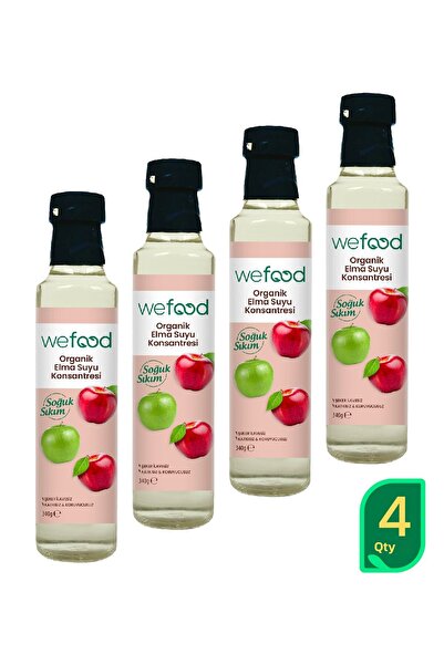 Wefood عصير تفاح عضوي مركز 340 جرام، مجموعة من 4 قطع