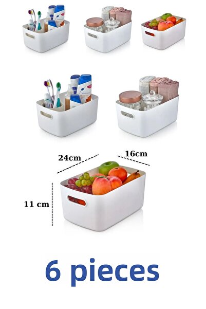 Mutfak Köşesi Freshbox 6 Pieces Closet Organizer Basket Decorative Storage Box Bathroom and Kitchen Organizer