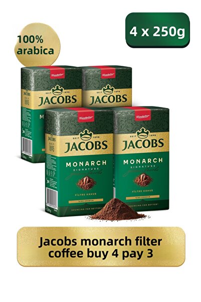Jacobs قهوة مونارك المفلترة - 250 جرام، 4 عبوات، 3 دفع