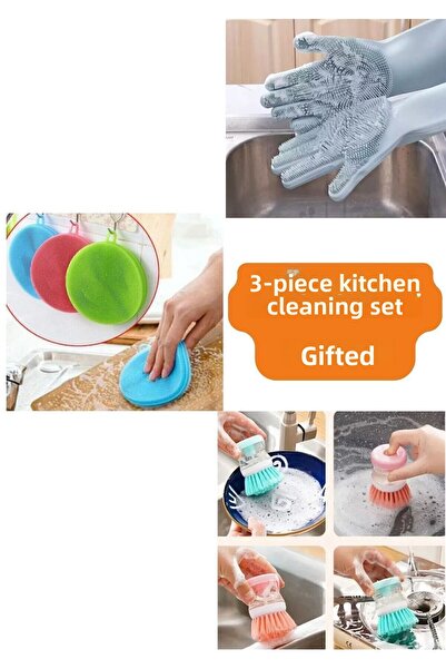 Keyfi Sepet Cleaning Set Kitchen Bathroom Toilet 3-Piece Hygiene Cleaning Pra...