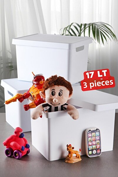 Nandy Home Κουτί 17 Lt με Καπάκι 3 Τεμάχια Λευκό