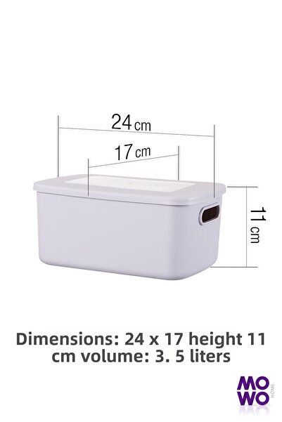 Mowo Home 3-Piece Grey Retro Box - 3.5 Lt Capacity, Organizer Storage Box, Organizer