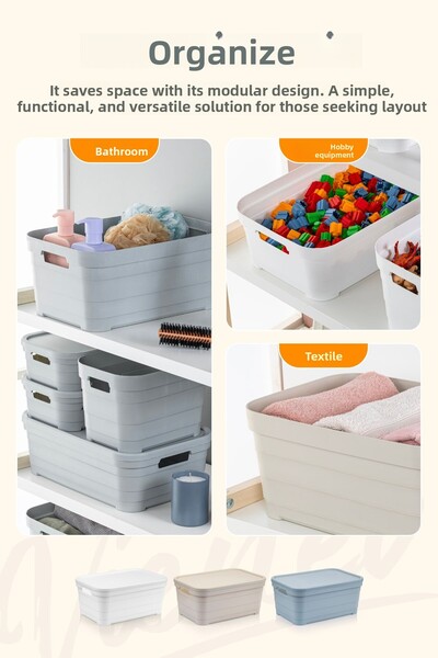 Vienev Cutie de depozitare de 5 litri cu 4 capace albastre