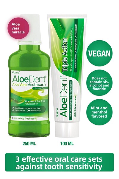 AloeDent معجون أسنان ألوفيرا 3 إفكت خالي من الفلورايد وكبريتات لوريل الصوديوم...