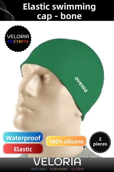 Veloria طقم سباحة من السيليكون المقاوم للماء من سلسلة Premium - قبعة حمام الس...
