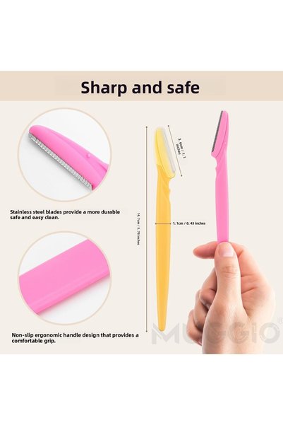 Muggio Facial Razor and Eyebrow Razor Women's Razor Hair Removal 3-Piece Extra Set