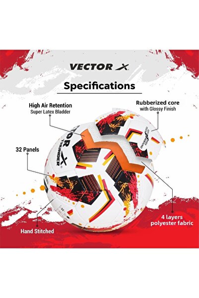 Vector X Thunder Fifa Basic Football | White/red | Size 5 | Machine Stitched | Training