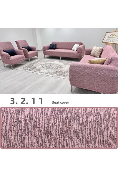 uzhanem Flexible Jacquard Cotton Sofa Cover - 3+2+1+1 Set, Stretch Elastic