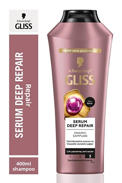 Gliss Serum Deep Repair Biotin Complex & Peony Flower Repair Shampoo 400 ml Damaged Hard Hair