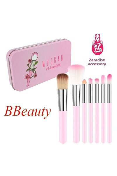 BBeauty Set of 7 Makeup Brushes with Pink Metal Box
