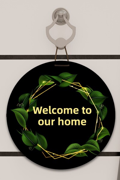 Dormot Home Ψηφιακή εκτύπωση με μοτίβο με μαύρα φύλλα, στολίδι πόρτας, στολίδ...