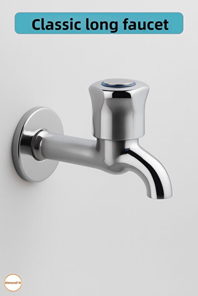 Badem10 Classic Tall Faucet Brass Body Leakproof Metal Durable Sink Tap Chrome Stainless Fountain