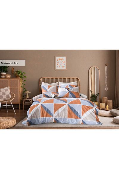 Violacasa Double Cotton Duvet Cover Set Diamond Tile