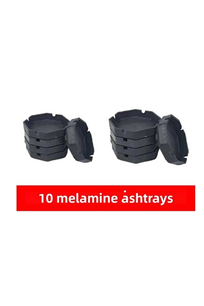 2kshop Τασάκι καφέ από μελαμίνη, 10 τεμάχια οικονομικά τασάκια, πυρίμαχο τασάκι μαύρο χρώμα