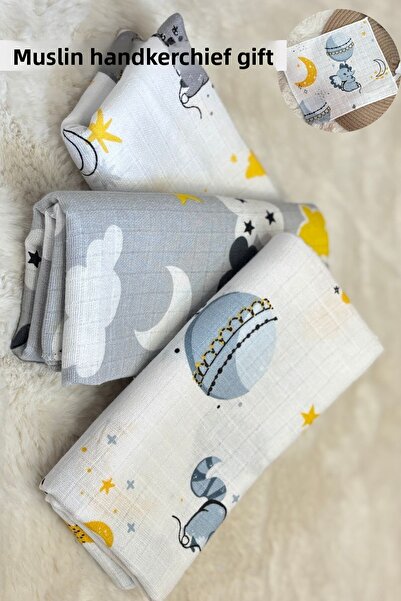 Thiff مجموعة من 3 بطانيات أطفال من الموسلين القطني بنسبة 100% مقاس 80 × 80 + ...