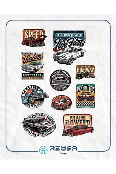 Reysa Tasarım ملصق سيارات ريترو 1 10 قطع للهاتف والكمبيوتر اللوحي والكمبيوتر ...