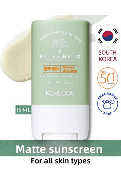 KORECOS عامل حماية من الشمس غير لامع SPF50 - كريم حماية عالي وحمض وهيالورونيك...