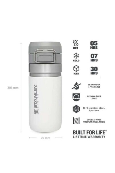 Stanley Go Quick Flip Water Bottle 0.47L Thermos Mug Cup Flask White