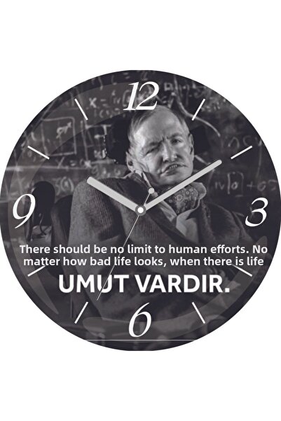 3M Stephen Hawking Has Hope Silent Curved Real Glass Wall Clock