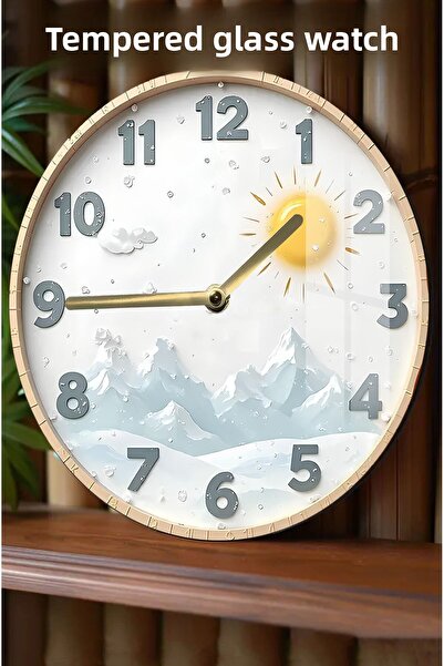 kutuTR Sun and Snow Mountains 3D View Tempered Glass Watch – 33 cm Csdw279