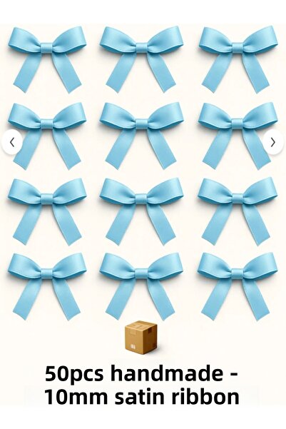 ATELİERMİNEA Baby blue Wedding Candy, Στολίδι, Στολίδι με μπαλόνι, Φιόγκος σατέν κορδέλα 10mm 50 τεμάχια