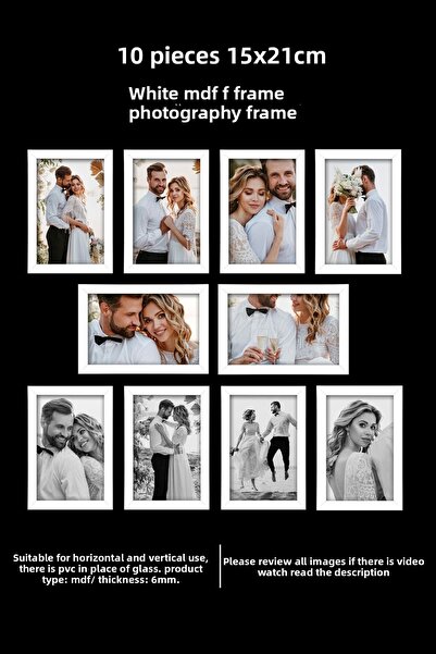 Bytwo 10 قطع إطار 15x21 - إطار MDF a5 - إطار صور - إطار أبيض