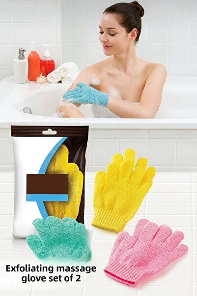 BLUE SİDE 2 Pack Bath and Exfoliating Dirt Remover Gloves Dead Skin Remover G...