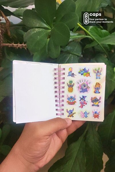 caps anlarınızı paylaştığınız ortağınız 1 Piece Cute Stitch Water Cover Notebook – 12 Stickers + 56 Pages Concept Water Sticker Notepad