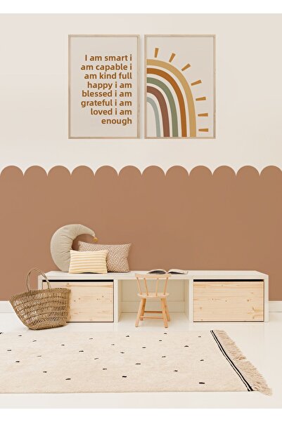 WALLHUMAN Διακοσμητικό αυτοκόλλητο τοίχου σε μποέμικο στυλ Λεπτομερές κυματισ...