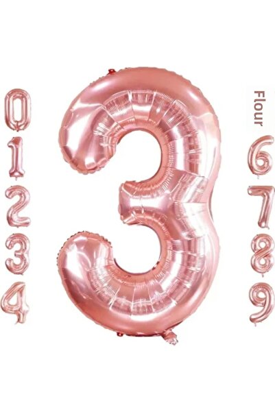 Baloncu Dükkanı بالون رقائق الذهب الوردي بعمر 3 سنوات مقاس 34 بوصة (76-82 سم)