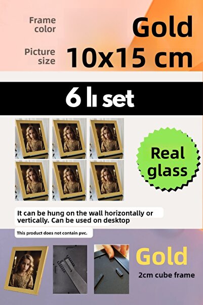 AtlasSG إطار 20 ملم مكون من 6 قطع مع زجاج 10 × 15 سم 6 قطع إطار صور قائم أو معلق على الحائط أفقيًا وعموديًا