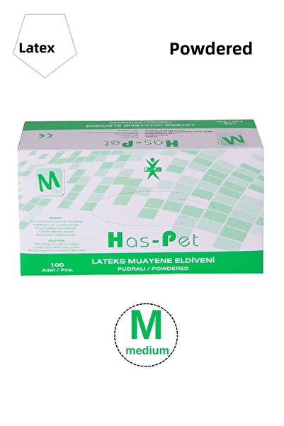 Has-Pet Powdered Latex Examination Gloves Size Small