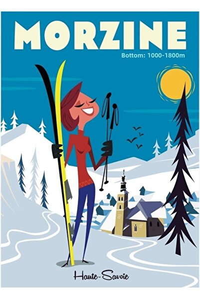 Universal Αφίσα Σανίδας Σκι Μορζίν, Ξύλινη Αφίσα Διακοσμητική