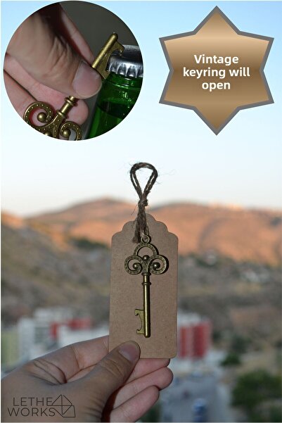 lethe works Vintage Keychain Bottle Opener – Brass Color Retro Metal Design