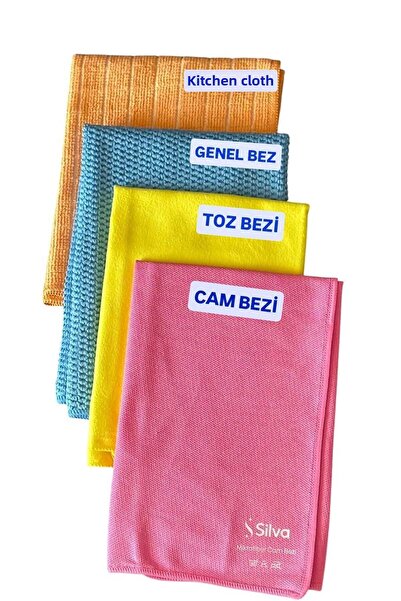 Silva Σετ 4 πανιών μικροϊνών για κουζίνα, γενικό καθαρισμό, τζάμια και σκόνη