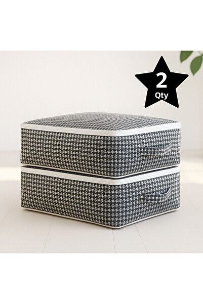 YELLOW STARY HOME DECOR (2 قطعة) منظم لتخزين الوسائد والبطانيات من نوع سرير أ...