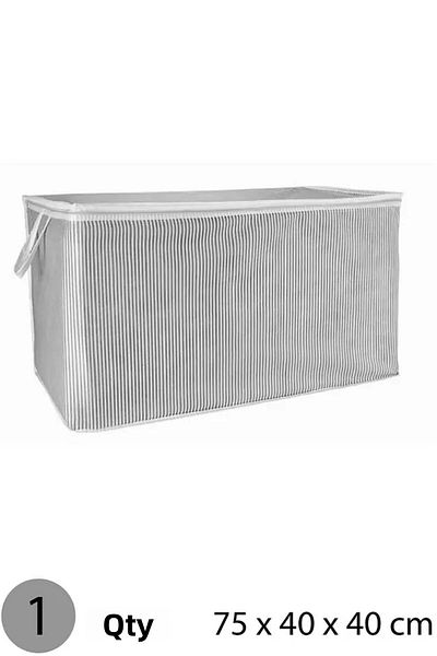 ALAS Gray Striped Zippered Maxi Size Bag Pillow-Quilt-Clothes Organizer 75*40*40 cm