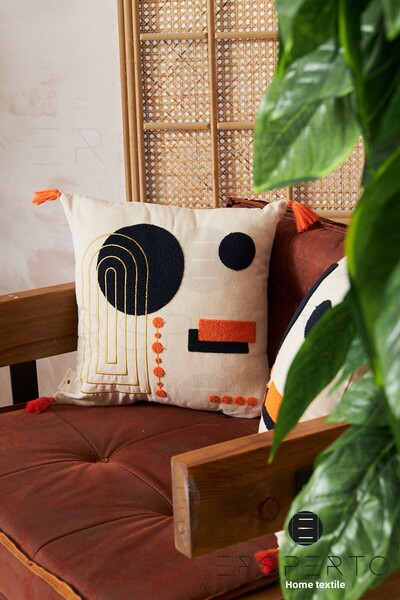 Ersperto 43x43cm Bohemian Tasseled Linen Pillow Case - 1 Piece