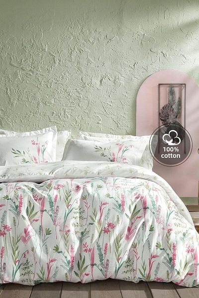 Mena Rise Tuonshop Hana Ranforce Double Duvet Cover Set Pink 1122991