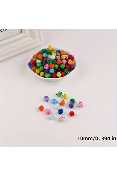 HOBYGAMES كرة بوم بوم مستديرة صغيرة لامعة مقاس 1 مم - عبوة من 100 قطعة