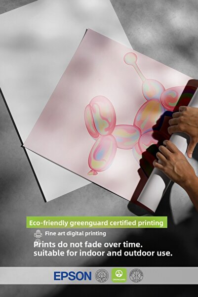 Postifull White Framed Painting, Pink Balloon Dog, Comfort Series Kitchen Wall Painting, No:108945