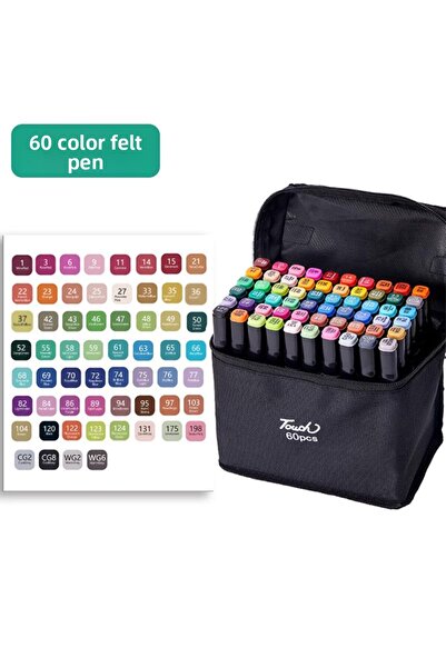 MAVIGOK 60-Color Dual-Tip Broad/Fine Tip Felt Marker Set - Professional Drawi...