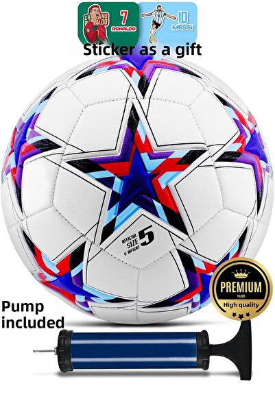 Telvesse Pro Football Ball 2025 Maestro Champions League Pump Hard Ground Carpet Field Soccer Ball No:5 Blue