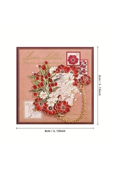 GlassySKY 1Pc Vintage Vintage Red Floral Metal Bookmark Teacher Student Writer Friend Gift