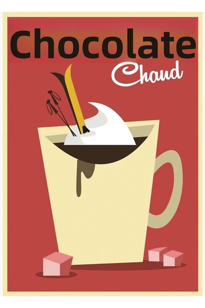 Universal Αφίσα Chocolat Chaud, Ξύλινη Αφίσα Τραπεζιού, Διακοσμητική