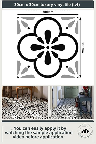 Technojet Αυτοκόλλητο Μοντέρνο Σχέδιο Κάλυμμα Τοίχου Δαπέδου Μπάνιου Κουζίνας 30cm×30cm (Συσκευασία 4)