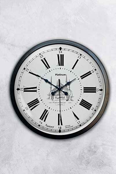 AİB STORE هدية ساعة حائط اسطنبول معدنية سوداء مقاس 40 سم