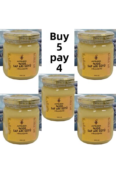 APİMED حليب النحل النقي (5*200 جرام) طبيعي، طازج، وشحن بسلسلة تبريد |   دعم ا...